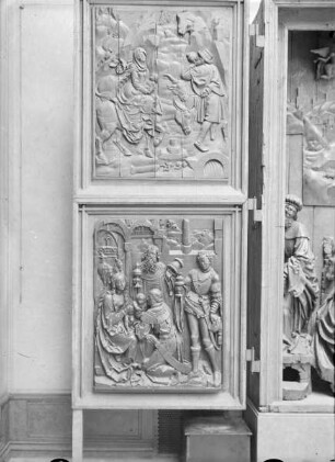 Marienaltar & Weihnachtsaltar — Linker Altarflügel: Flucht nach Ägypten und Anbetung der Heiligen Drei Könige