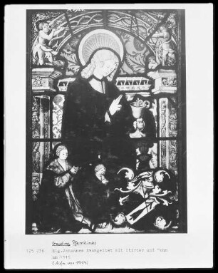Der heilige Johannes mit Stifter und Sohn