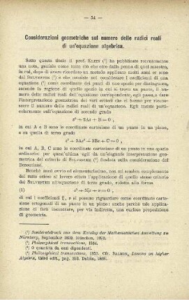 Considerazioni geometriche sul numero delle radici reali di un'equazione algebrica.