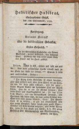 Helvetischer Hudibras. Sechszehntes Stück. den 7ten Weinmonats, 1797.