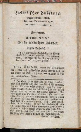 Helvetischer Hudibras. Sechszehntes Stück. den 7ten Weinmonats, 1797.