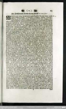 N.15. Der fünffzehende Reichs-Lehen-Brieff de Anno 1603