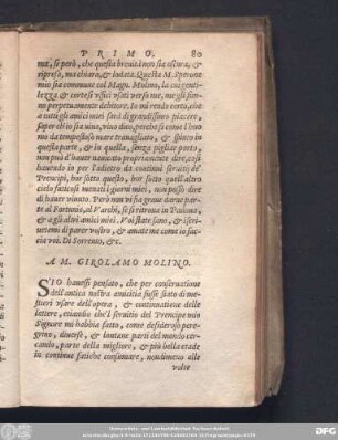 A M. Girolamo Molino.