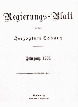 Regierungs-Blatt für das Herzogtum Coburg. 1908