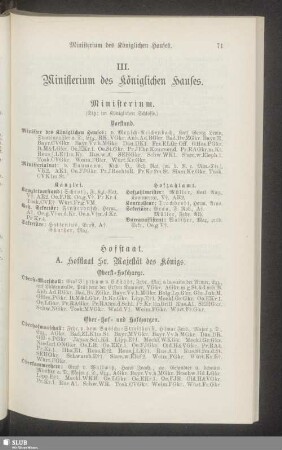III. Ministerium des Königlichen Hauses