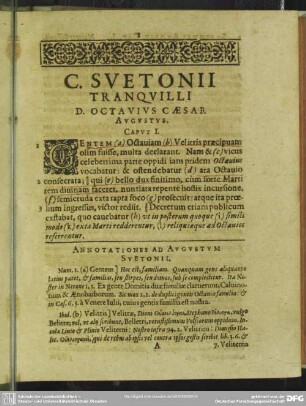 C. Suetonii Tranquilli D. Octavius Caesar Augustus