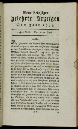 33stes Stück. Den 24ten April.
