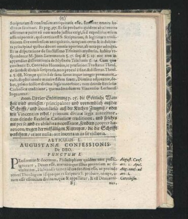 Articulus I. Augustanae Confessionis De Deo.