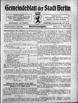 Sonderausgabe, 4. April 1922
