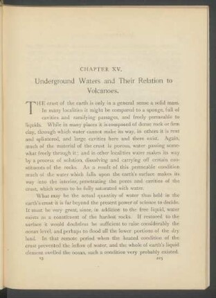 Chapter XV. - Underground waters and their relation to volcanoes.