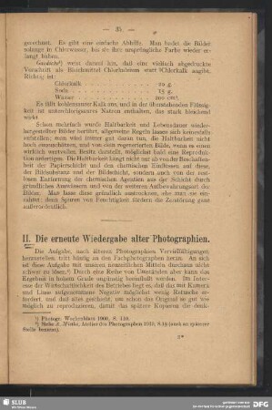 II. Die erneute Wiedergabe alter Photographien