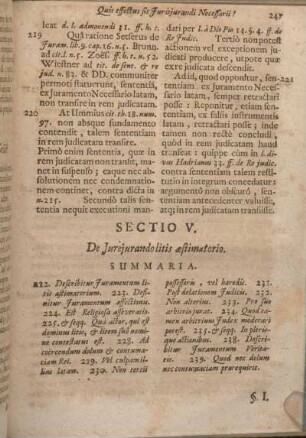 Sectio V. De Jurejurando litis aestimatorio.