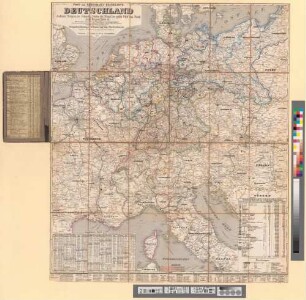 Post- und Eisenbahn-Reisekarte Deutschland, Holland, Belgien, die Schweiz, Italien bis Neapel, der größte Theil von Frankreich, Ungarn, Polen etc. : Mit besonderer Rücksicht auf Eisenbahnen u. Seedampfschiffahrt