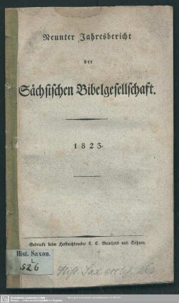9.1823: Jahresbericht der Sächsischen Bibel-Gesellschaft