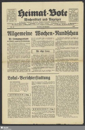 Heimat-Bote : Wochenblatt und Anzeiger für Auerbach, Dorfchemnitz, Gornsdorf, Günsdorf, Hormersdorf, Meinersdorf und Nachbarorte