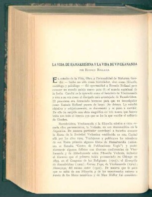 La vida de Ramakrishna y la vida de Vivekananda