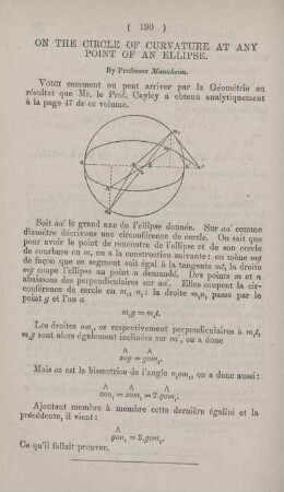 On the circle of curvature at any point of an ellipse.