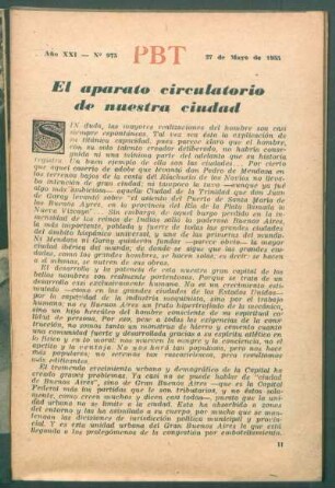El aparato circulatorio de nuestra ciudad