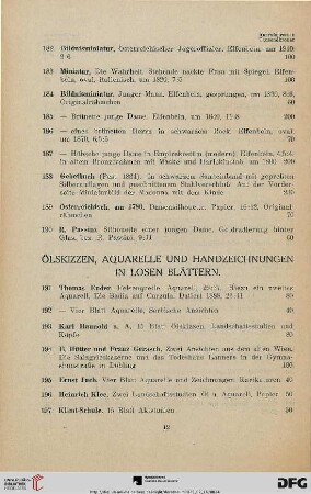 Ölskizzen, Aquarelle und Handzeichnungen in losen Blättern (Nr. 191-229)