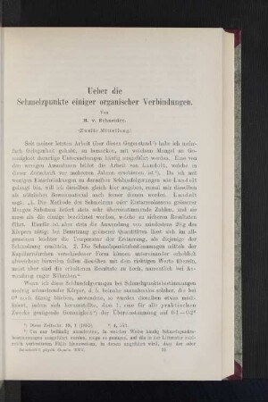 Ueber die Schmelzpunkte einiger organischer Verbindungen.