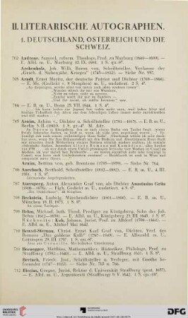 II. Literarische Autographen (Nr. 702-1118)