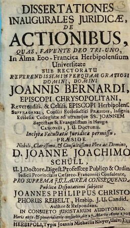 Dissertationes inaugurales juridicae, De actionibus