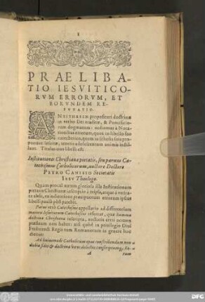 Praelibatio Iesuiticorum Errorum, Et Eorundem Refutatio.