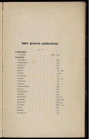Index generum systematicus.