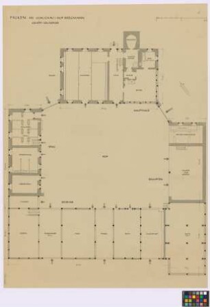 Falken ([Amtshauptmannschaft Glauchau]): Hof Bergmann. Lageplan mit. - Haupthaus mit Backofen (Grundriss des Erdgeschosses). - Schuppen (Grundriss des Erdgeschosses). - Scheune (Grundriss des Erdgeschosses). - Gänse-, Pferde- und Schweinestall (Grundriss des Erdgeschosses)