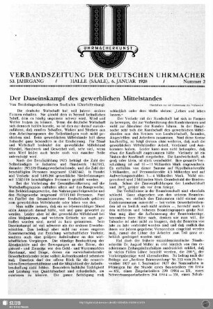 Der Daseinskampf des gewerblichen Mittelstandes