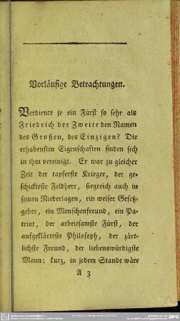 Vorläufige Betrachtungen