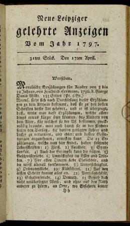 31tes Stück. Den 17ten April.