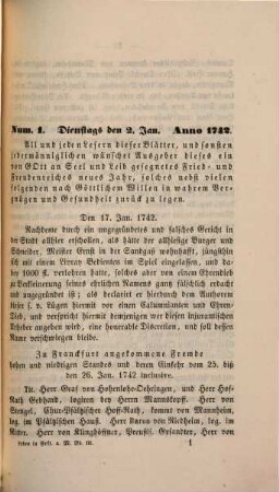 Leben in Frankfurt am Main : Auszüge der Frag- und Anzeigungs-Nachrichten von ihrer Entstehung an im Jahre 1722 bis 1821, 3. Vom Jahre 1742 bis 1751