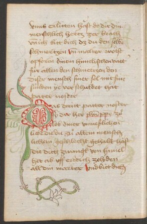 Fleuronnée-Initiale D (mit ergänzten Ranken, teilweise in Federzeichnung)