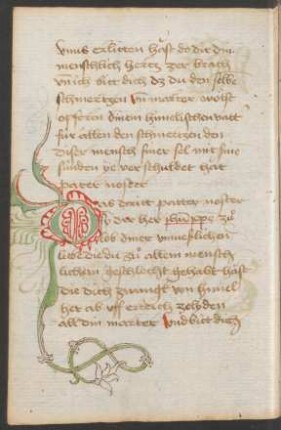 Fleuronnée-Initiale D (mit ergänzten Ranken, teilweise in Federzeichnung)