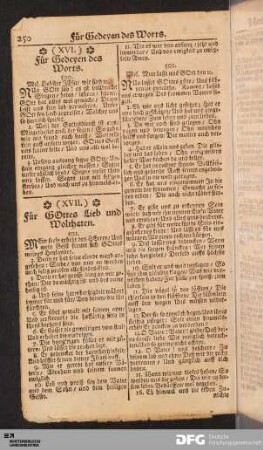 XVII. Für Gottes Lieb und Wolthaten.