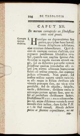 Caput XII. De morum corruptclis ex scholastices vitiis oriri pronis.