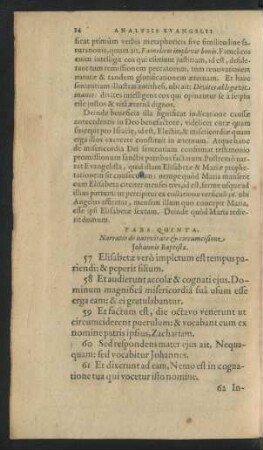 Pars Quinta. Narratio de nativitate & circumcisione Johannis Baptistae.