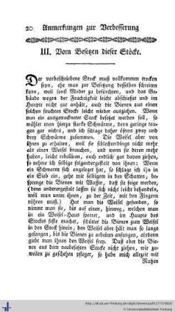 III. Vom Besetzen dieser Stöcke.