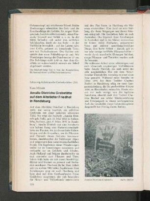 Amalie Dietrichs Grabstätte auf dem Altstädter Friedhof in Rendsburg
