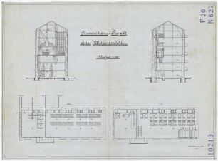 Technische Zeichnung : Dispositions-Projekt einer Weizenmühle