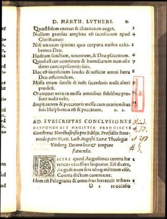 Ad Svbscriptas Conclvsiones Respondebit ... Franciscvs Guntherus Nordhusensis ...