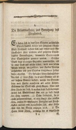 1. Die Urbarmachung und Benutzung des Flugsandes