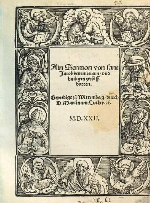 Ain Sermon von sant Jacob dem meerern, vnd hailigen zwölfbotten : Gepredigt zu Wittemberg