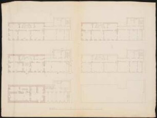 Viergeschossiges Palais Umbau: Grundrisse Keller-, Erd- und Obergeschosse, Dachgeschoss
