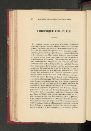 Chronique Coloniale
