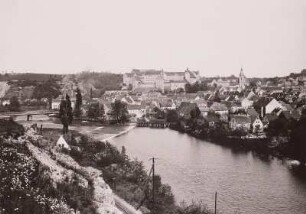 Colditz, Stadtansicht : Colditz. Stadtansicht über die Zwickauer Mulde mit Schloss und Stadtkirche St. Aegidien