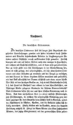 Nachwort - Die deutschen Ortsnamen