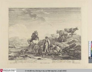 [Der wohltätige Bauer; Mounted farmer giving alms to a begging boy]