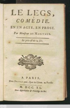Le Legs : Comédie En Un Acte, En Prose